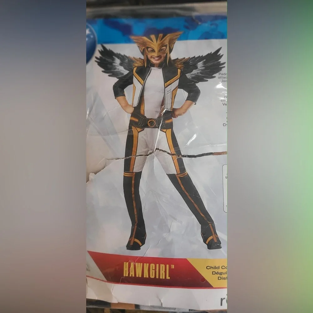 NWT Rubie's Kids Hawk Girl Superhero Costume - Black, White & Gold Size M 7-8